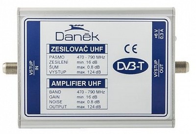 Nízkošumový zesilovač UHF DA470790PP, vhodný pro RD a jako předzesilovač do míst slabého signálu