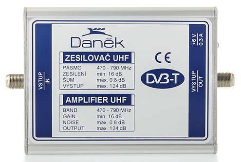 Výkonový zesilovač UHF DA470790PZ, pro větší rozvody RD a bytové domy, s vysokým vybuzením pro pásmo UHF zesílení 36 dB